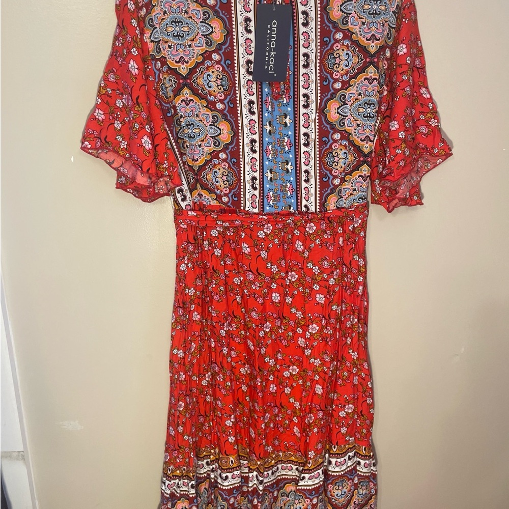 Anna-Kaci California Boutique Red Floral Dress